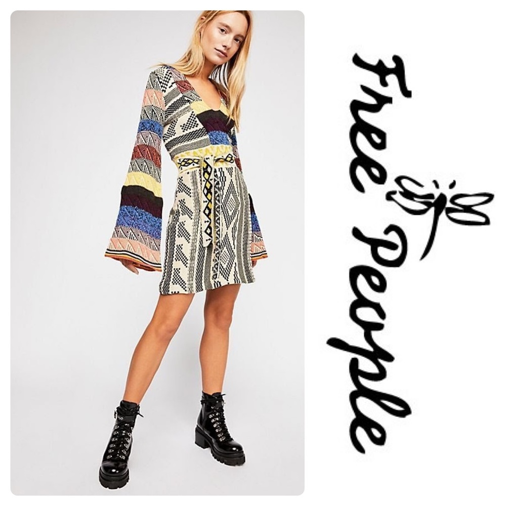 🎉HP🎉⭐️Free People Patchwork Sweater Dress Multi - Picture 2 of 7